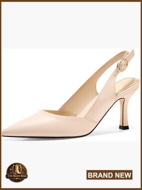 Faux Leather Slingback Kitten Heels Closed Toe Pumps Wedding Party Shoes